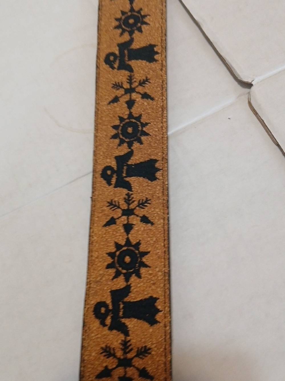 VTG Canterbury Sz 36 Cork & Leather Folk Art Silhouette Sunburst Snowflake Belt